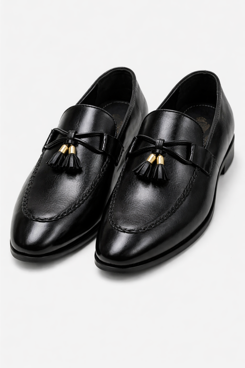 Men’s Black Leather Tassel Loafers