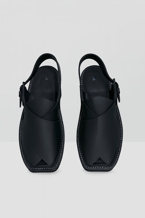 Black Kaptaan-Style Peshawari Sandal
