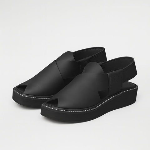 Black Kaptaan-Style Peshawari Sandal