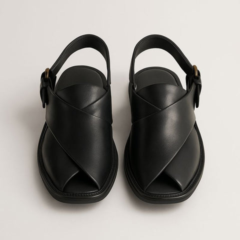 Classic Black Kaptaan Peshawari Sandal