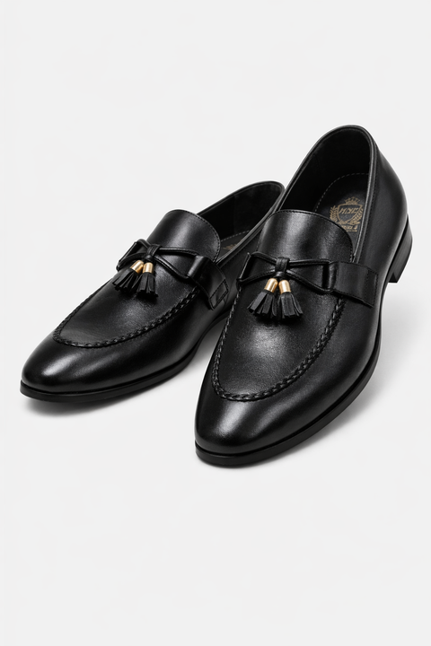 Men’s Black Leather Tassel Loafers