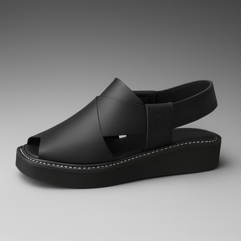 Black Kaptaan-Style Peshawari Sandal