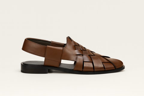 Handcrafted Brown Woven Peshawari Sandal