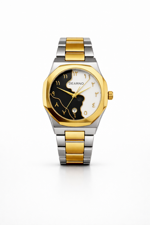 Two-Tone Arabic Dial Watch – Gold & Silver Edition