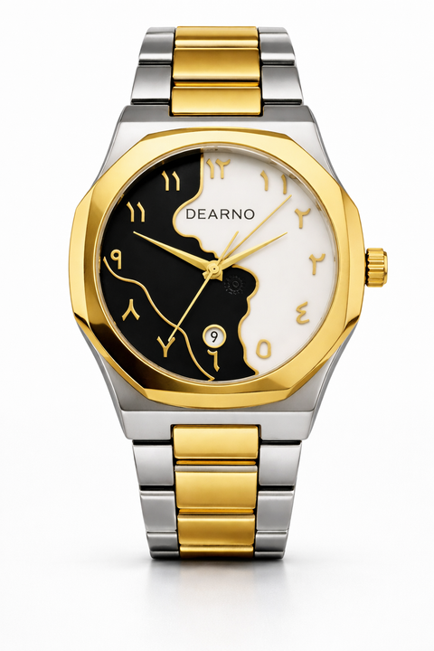 Two-Tone Arabic Dial Watch – Gold & Silver Edition