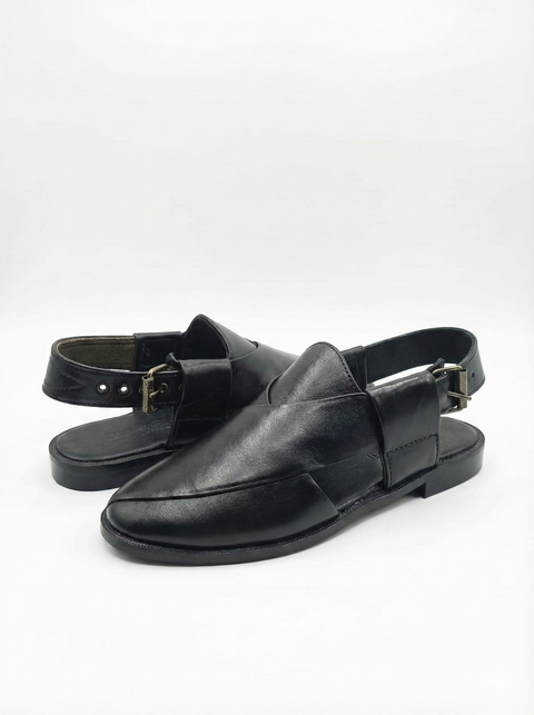 Classic Black Kaptaan Peshawari Sandal