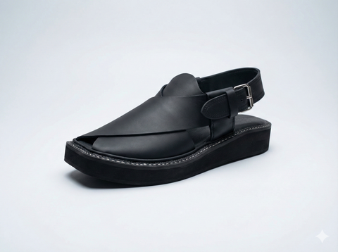 Black Kaptaan-Style Peshawari Sandal