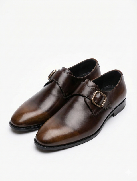 Men’s Premium Brown Single Monk Strap Shoes